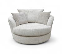 Furniture Village Boutique 'Pandora' Swivel Chair Plain Ivory Fabric Large NEW