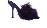 Burberry Minnie Heels Purple Faux Fur Suede Womens 4