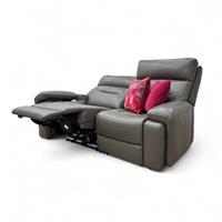 Furniture Village 'Cinemax' 2 Seater Sofa Grey Leather Power Recliner Headrest