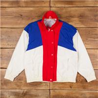 Vintage CB Sports Windbreaker Jacket L 80s USA Made White Womens Zip Snap - L Regular