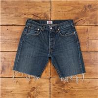 Vintage Levi's Denim Shorts 30 Levis 501 Raw Hem Dark Wash Bermuda Blue - 30 Regular