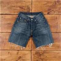 Vintage Levi's Denim Shorts 24 Levis 501 Raw Hem Dark Wash Bermuda Blue - 24 Regular
