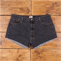 Vintage Levi's Denim Shorts 40 Levis 501 Raw Hem Womens Dark Wash Hot Pants - 40 Regular
