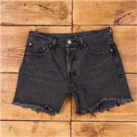 Vintage Levi's Denim Shorts 28 Levis 501 Raw Hem Jorts Womens Dark Wash Grey - 28 Regular