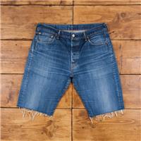 Vintage Levi's Denim Shorts 35 Levis 501 Raw Hem Dark Wash Bermuda Blue - 35 Regular