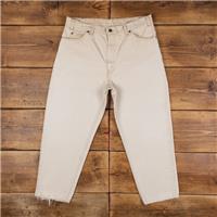 Vintage Levis 550 Jeans 36 x 26 USA Made 90s Light Wash Tapered Beige Denim - 36 Regular