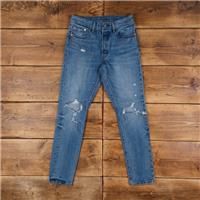 Vintage Levis 501 S Jeans 28 x 30 Stonewash Skinny Blue Womens Red Tab Denim - 28 Regular