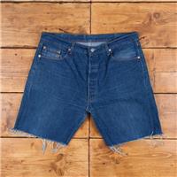 Vintage Levi's Denim Shorts 36 Levis 501 XX Raw Hem USA Made 90s Dark Wash - 36 Regular