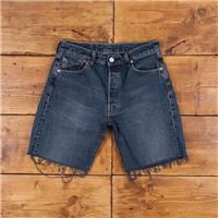 Vintage Levi's Denim Shorts 29 Levis 501 Raw Hem Dark Wash Bermuda Blue - 29 Regular