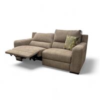 Furniture Village 'Viali' 3 Seater Sofa Power Recliner Woven River Cappuccino