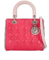 Christian Dior Lady Dior Medium Crossbody Handheld Leather Grey Pink