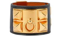 Hermes Collier De Chien Cuff Leather Black Women Cuff