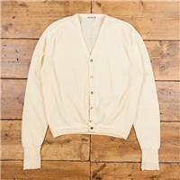 Vintage Izod Cardigan L 60s I-Zod USA Made Womens Button V-Neck Cream - L Regular