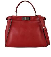 Fendi Monster Eyes Medium Peekaboo Crossbody Handheld Shoulder Bag Leather Red