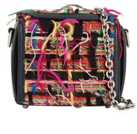 Alexander McQueen Box 16 Shoulder Bag Leather Tweed Black