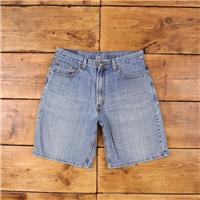 Vintage Levi's Denim Shorts 32 Levis 550 Hemmed Jorts Stonewash Bermuda Blue - 32 Regular