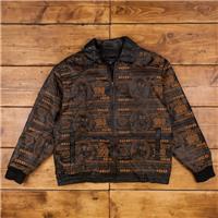 Vintage Club International Leather Jacket XL Dollars Bomber Black Zip - XL Regular