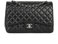 Chanel Maxi Classic Double Flap Crossbody Shoulder Bag Leather Black