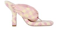 Burberry Pool Check 105 Sandals Pink Yellow Fabric Womens 3