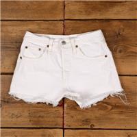 Vintage Levi's Denim Shorts 24 Levis 501 Raw Hem Jorts Womens Light Wash White - 24 Regular