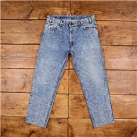 Vintage Levis Jeans 35 x 30 USA Made 90s Acid Wash Straight Blue Orange Tab - 35 Regular