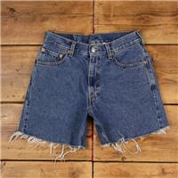 Vintage Levi's Denim Shorts 29 Levis 550 Raw Hem Jorts Womens Stonewash Blue - 29 Regular