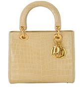Christian Dior Medium Lady Dior Handheld Crocodile Beige