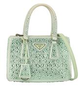 Prada Mini Galleria Crossbody Handheld Crystal Satin Green