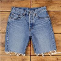 Vintage Levi's Denim Shorts 26 Levis 501 Raw Hem Jorts Womens Stonewash Blue - 26 Regular