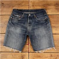 Vintage Levi's Denim Shorts 31 Levis 501 Raw Hem Jorts Medium Wash Hot Pants - 31 Regular