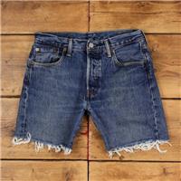 Vintage Levi's Denim Shorts 29 Levis 501 Raw Hem Jorts Womens Medium Wash Blue - 29 Regular