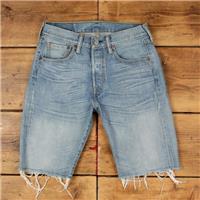 Vintage Levi's Denim Shorts 28 Levis 501 Raw Hem Jorts Stonewash Bermuda Blue - 28 Regular