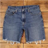 Vintage Levi's Denim Shorts 36 Levis 550 Raw Hem Jorts Stonewash Bermuda Blue - 36 Regular