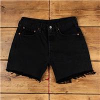 Vintage Levi's Denim Shorts 29 Levis 501 Raw Hem Jorts Womens Dark Wash Black - 29 Regular