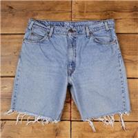 Vintage Levi's Denim Shorts 35 Levis Raw Hem 80s Jorts Stonewash Hot Pants - 35 Regular