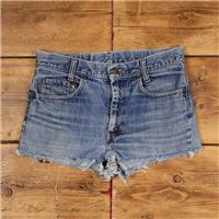 Vintage Levi's Denim Shorts 30 Levis Raw Hem 80s Jorts Womens Medium Wash Blue - 30 Regular