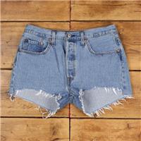 Vintage Levi's Denim Shorts 32 Levis 501 Raw Hem Jorts Stonewash Hot Pants - 32 Regular