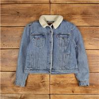 Vintage Levi's Workwear Jacket XL Sherpa Denim Blue Womens - XL Regular
