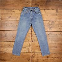 Vintage Levis 506 Jeans 27 x 30 90s Stonewash Straight Blue Womens Red Tab - 27 Regular