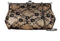 Vivienne Westwood Kiss Lock Glitter Clutch Clutch Crossbody Fabric Black Gold