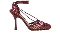 Bottega Veneta Web Stretch Sandals Burgundy Leather Mesh Womens 6.5