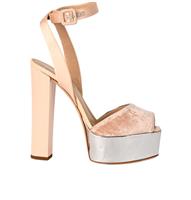 Giuseppe Zanotti Amelia Platform Sandals Pink Leather Satin Womens 5.5