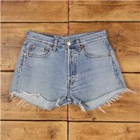Vintage Levi's Denim Shorts 27 Levis 501 Raw Hem Jorts Womens Stonewash Blue - 27 Regular