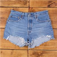 Vintage Levi's Denim Shorts 30 Levis 501 Raw Hem Jorts Womens Medium Wash Blue - 30 Regular