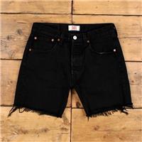 Vintage Levi's Denim Shorts 30 Levis 501 Raw Hem Jorts Dark Wash Bermuda Black - 30 Regular