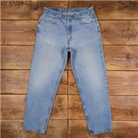 Vintage Levis 550 Jeans 35 x 32 Stonewash Tapered Blue Red Tab Denim - 35 Regular