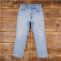 Vintage Levis 506 Jeans 32 x 29 90s Stonewash Straight Blue Orange Tab Denim - 32 Regular