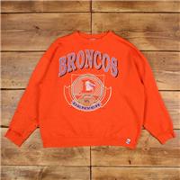 Vintage Graphic NFL Sweatshirt L 90s Denver Broncos Orange Roundneck Pullover - L Regular