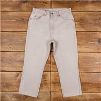 Vintage Levis 619 Jeans 33 x 26 90s Light Wash Straight Beige Orange Tab Denim - 33 Regular