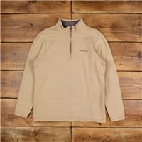 Vintage Columbia Blank Sweatshirt L 1/4 Zip Beige High Neck Pullover Jumper - L Regular